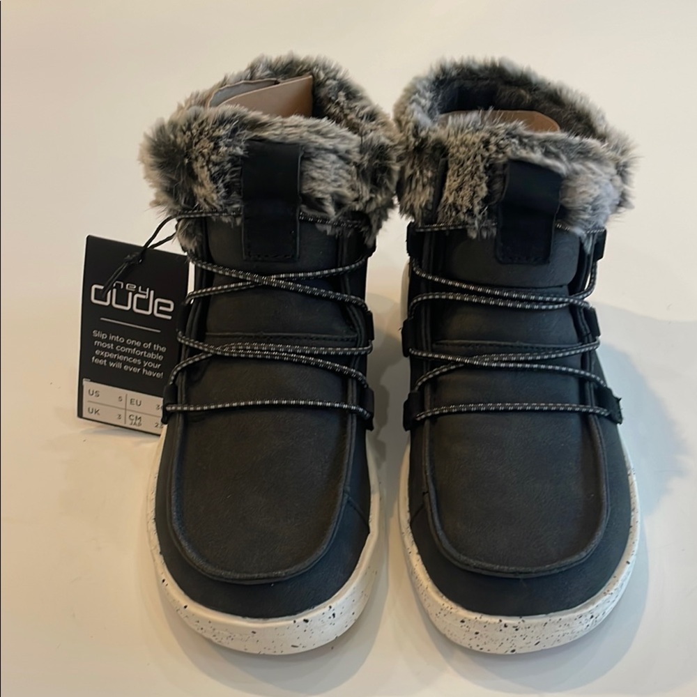 Hey Dude Charcoal Fur-Lined Sneakers